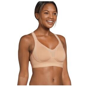 NWT Jockey Forever Fit Mid Impact Active Sports Bra 3XL Nude Wireless